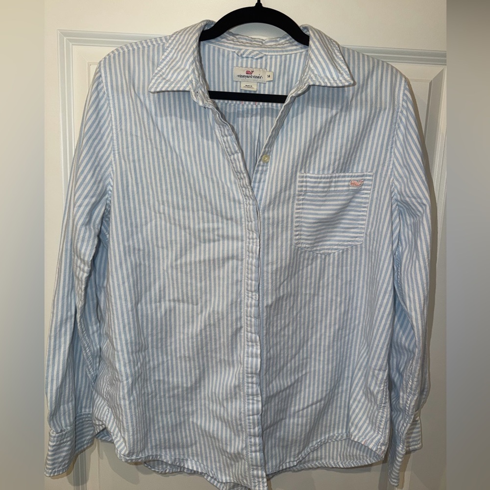 Vineyard Vines Light Blue and White Striped Shirt